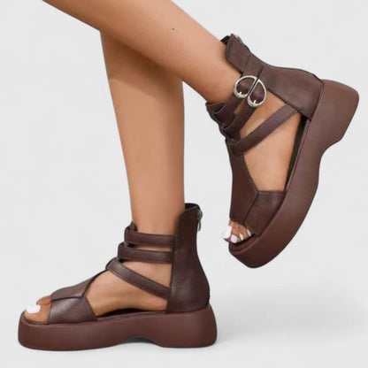 Comfortable Orthopedic Sandals for Women with Lace Up Ankle Wrap Chunky Platform Open Toe Casual Style