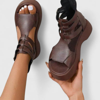 Comfortable Orthopedic Sandals for Women with Lace Up Ankle Wrap Chunky Platform Open Toe Casual Style