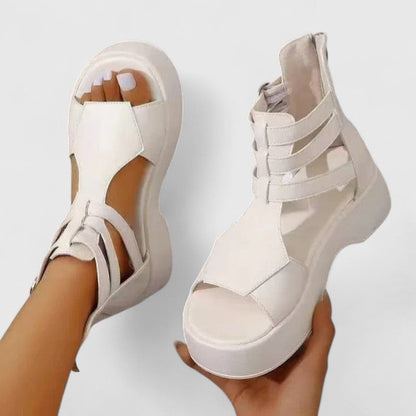 Comfortable Orthopedic Sandals for Women with Lace Up Ankle Wrap Chunky Platform Open Toe Casual Style