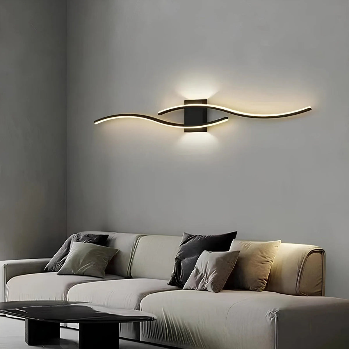 Gold Wall Lamp Wavy LED Strip Long Band Up Down Modern Linear Sconce Wall Light
