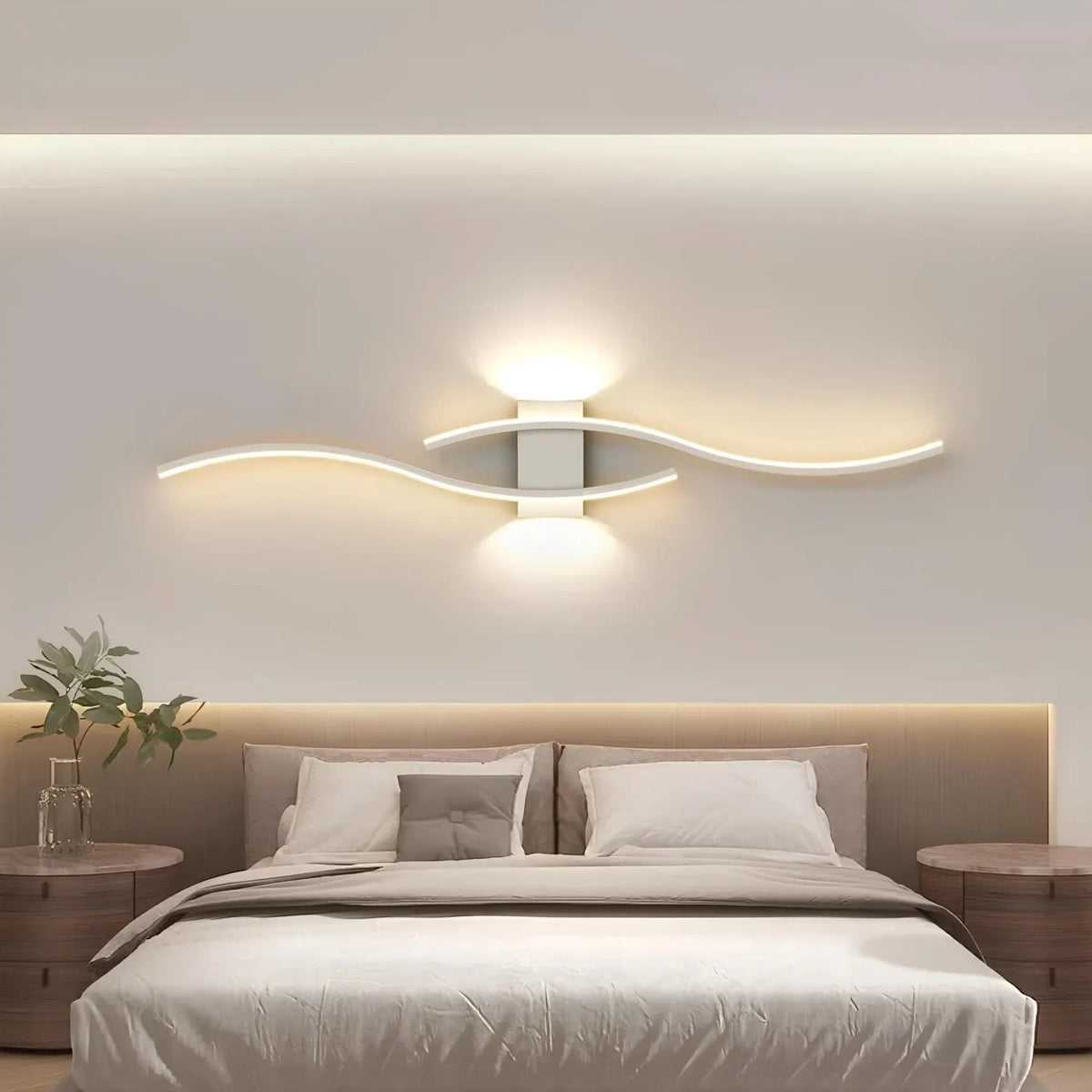 Gold Wall Lamp Wavy LED Strip Long Band Up Down Modern Linear Sconce Wall Light