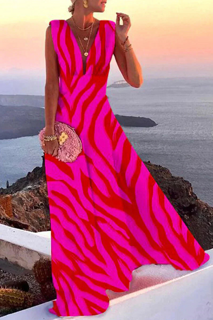 Effortless Paisley Print Maxi Dress for Women with Deep V-Neck Sleeveless Loose Fit Casual Summer Style