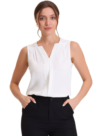 Effortless Blouses for Women with V Neck Sleeveless Relaxed Flowing Tank Top Style
