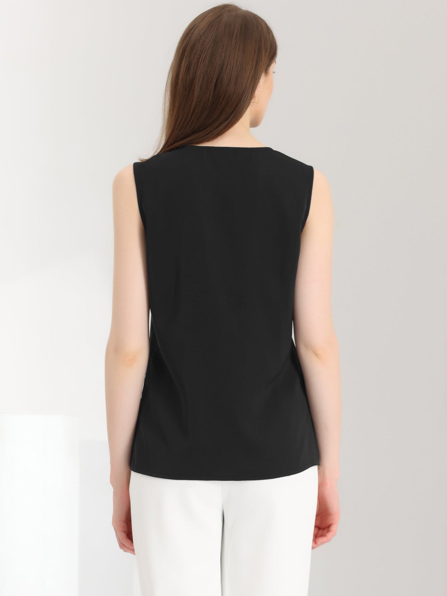 Effortless Blouses for Women with V Neck Sleeveless Relaxed Flowing Tank Top Style