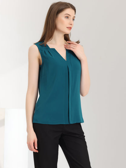 Effortless Blouses for Women with V Neck Sleeveless Relaxed Flowing Tank Top Style