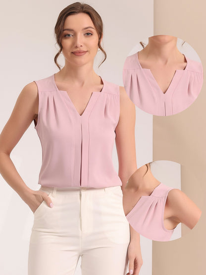 Effortless Blouses for Women with V Neck Sleeveless Relaxed Flowing Tank Top Style