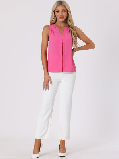 Effortless Blouses for Women with V Neck Sleeveless Relaxed Flowing Tank Top Style