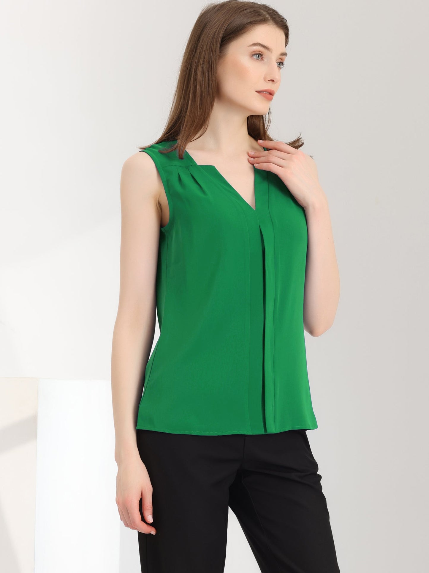Effortless Blouses for Women with V Neck Sleeveless Relaxed Flowing Tank Top Style