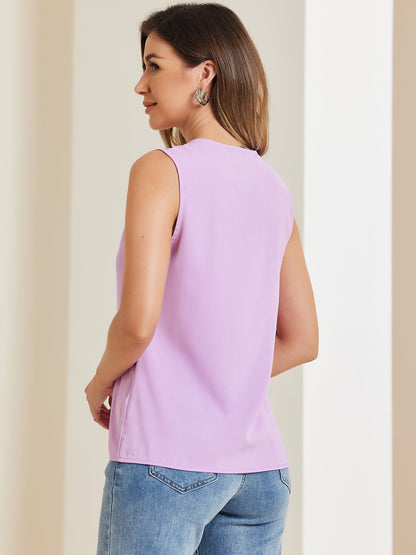 Effortless Blouses for Women with V Neck Sleeveless Relaxed Flowing Tank Top Style