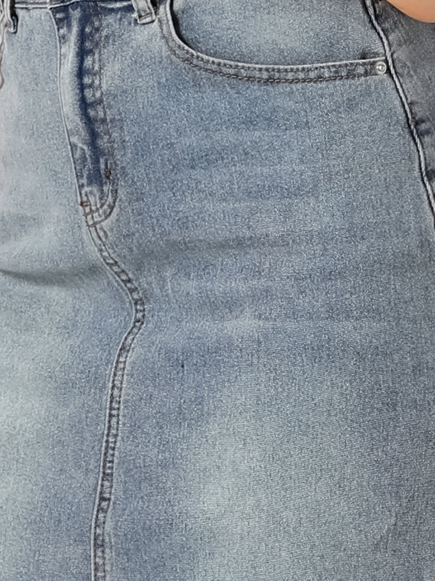 Effortless Denim Skirt for Women with High Waist Midi Straight Raw Hem Casual Jean Style