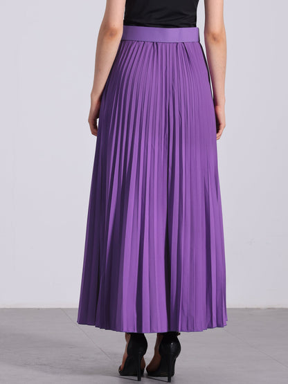Elegant Pleated Maxi Skirt for Women with High Waist Flowing Style