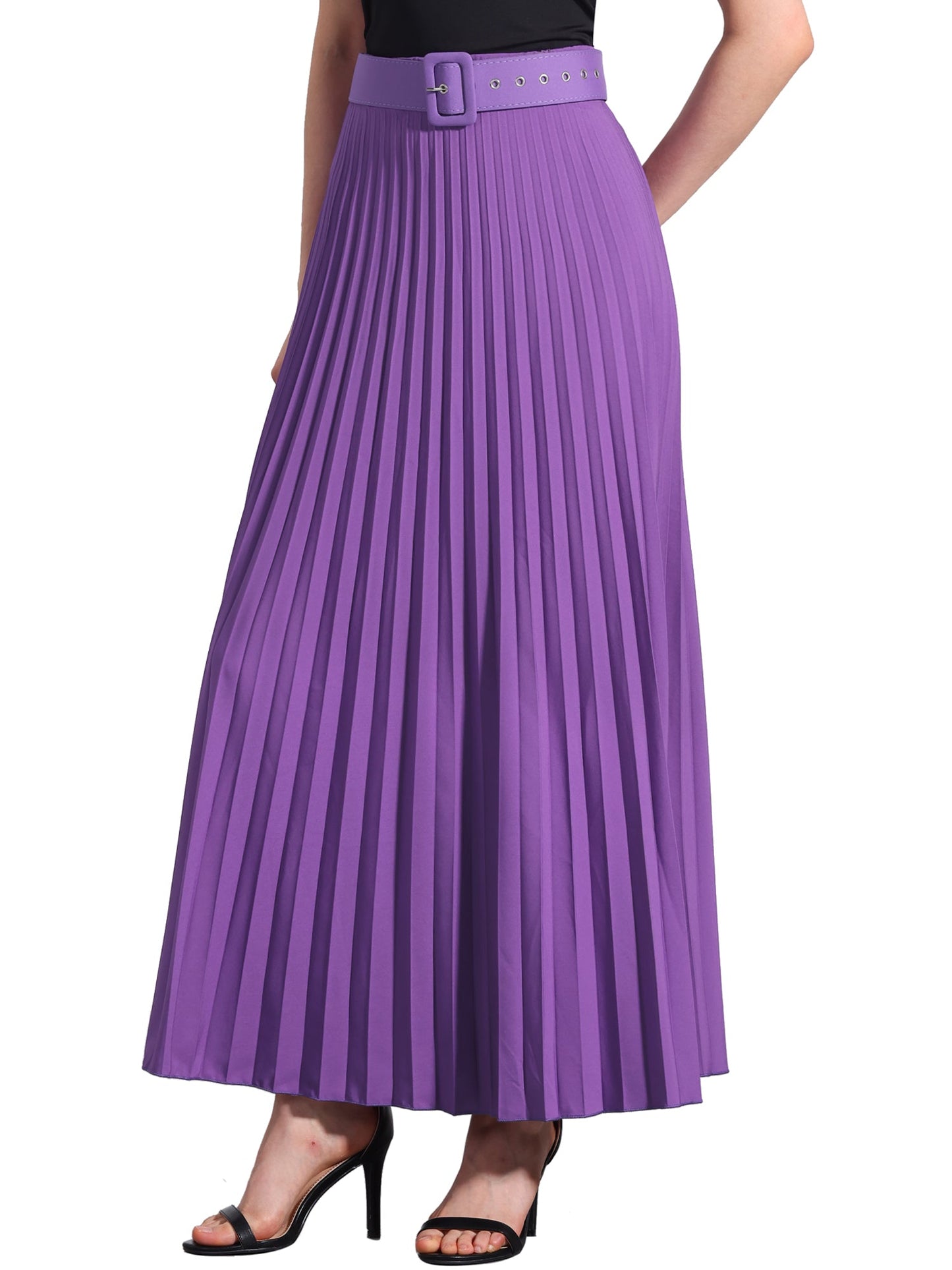 Elegant Pleated Maxi Skirt for Women with High Waist Flowing Style