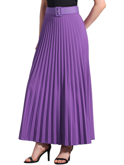 Elegant Pleated Maxi Skirt for Women with High Waist Flowing Style