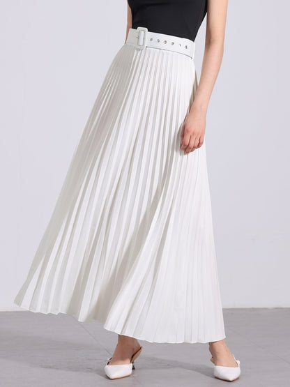 Elegant Pleated Maxi Skirt for Women with High Waist Flowing Style
