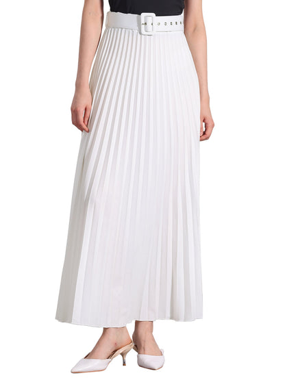 Elegant Pleated Maxi Skirt for Women with High Waist Flowing Style