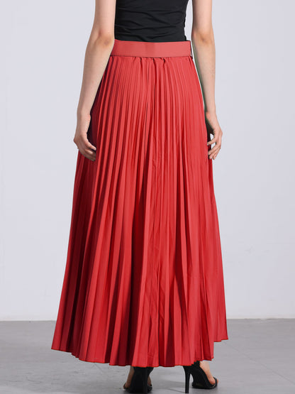Elegant Pleated Maxi Skirt for Women with High Waist Flowing Style