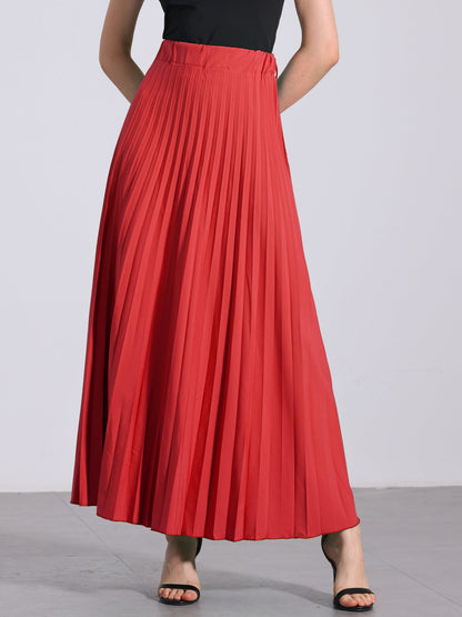 Elegant Pleated Maxi Skirt for Women with High Waist Flowing Style
