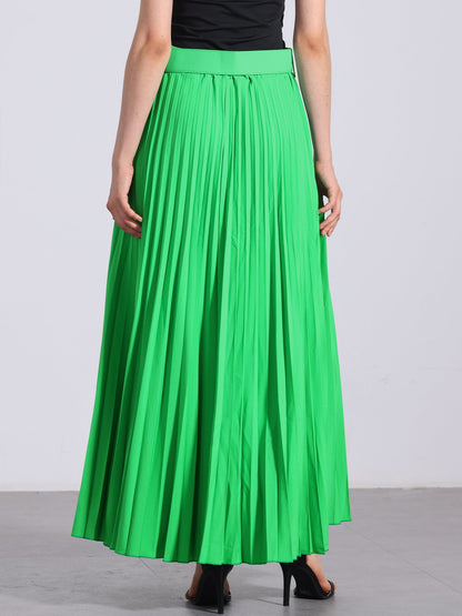 Elegant Pleated Maxi Skirt for Women with High Waist Flowing Style