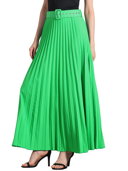 Elegant Pleated Maxi Skirt for Women with High Waist Flowing Style