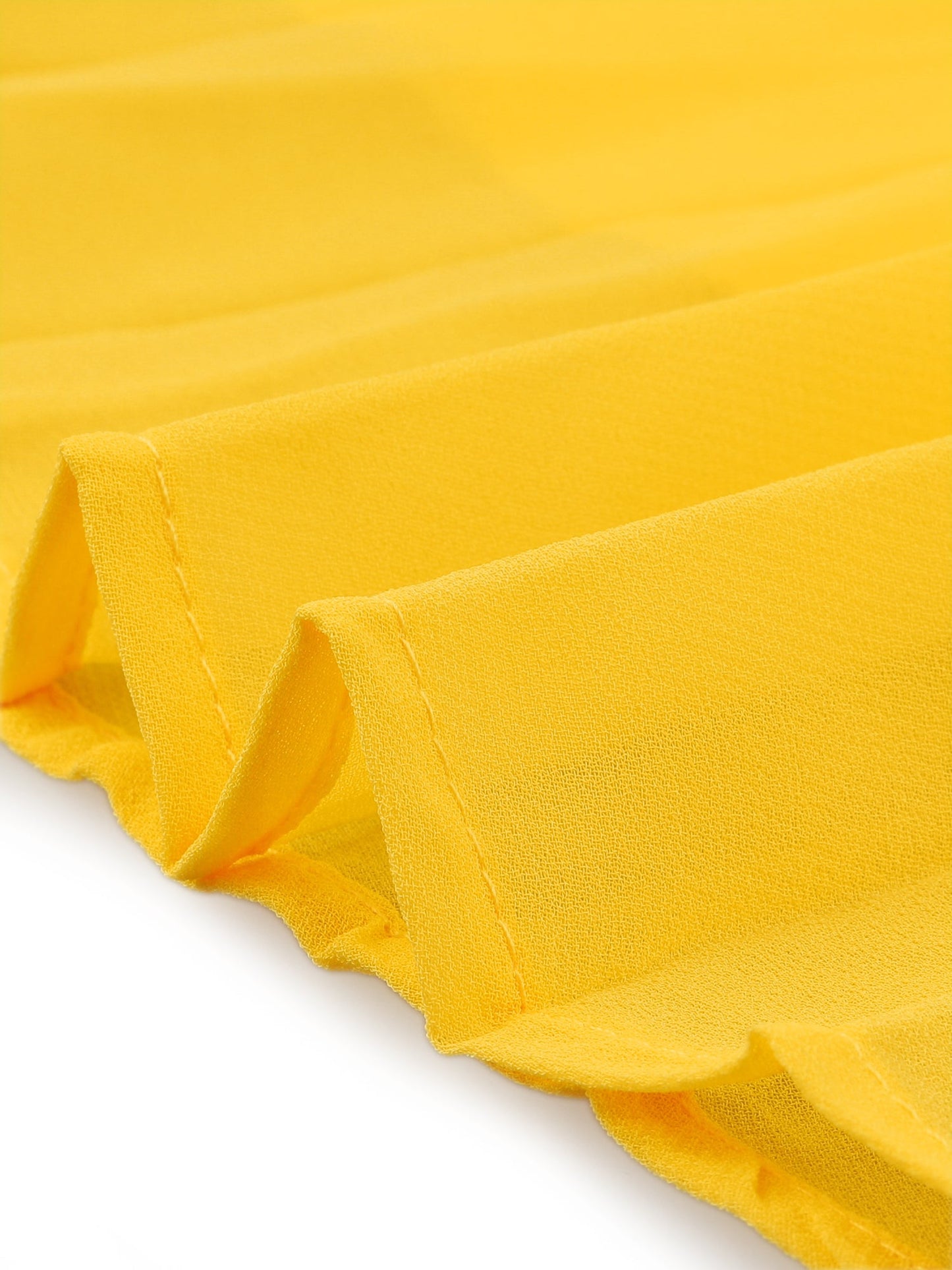 Effortless Yellow Pleated Swing Dress for Women with Cape Sleeve Mock Neck Flowy Style