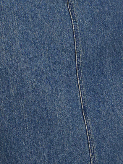 Effortless Denim Skirt for Women with High Waist Midi A Line Button Front Casual Jean Style