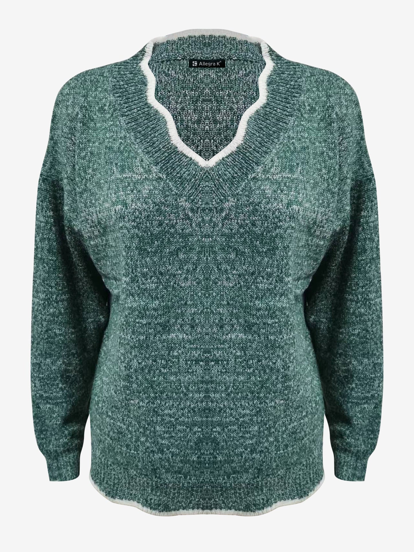 Effortless Sweatshirt for Women with Notch V Neck Long Sleeve Knit Style