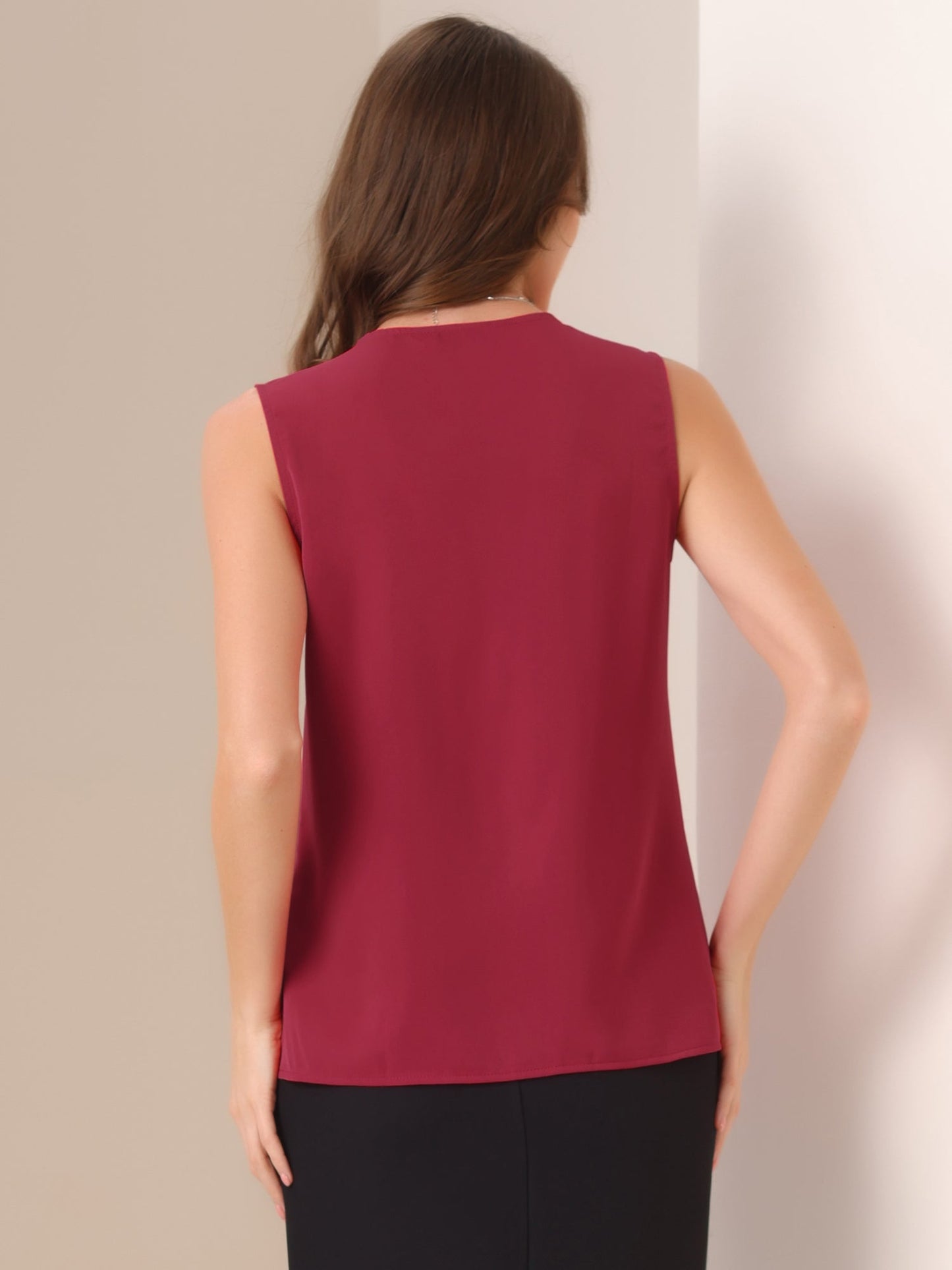 Effortless Blouses for Women with V Neck Sleeveless Relaxed Flowing Tank Top Style