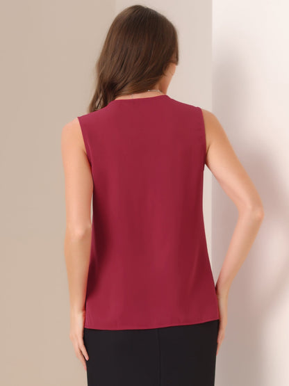 Effortless Blouses for Women with V Neck Sleeveless Relaxed Flowing Tank Top Style