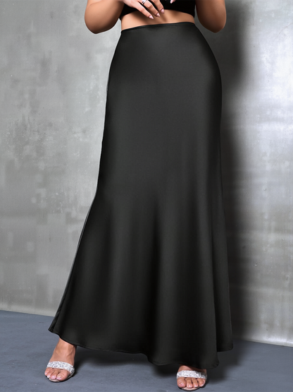Elegant Maxi Skirts for Women with High-Waisted Flared Fishtail Satin Style