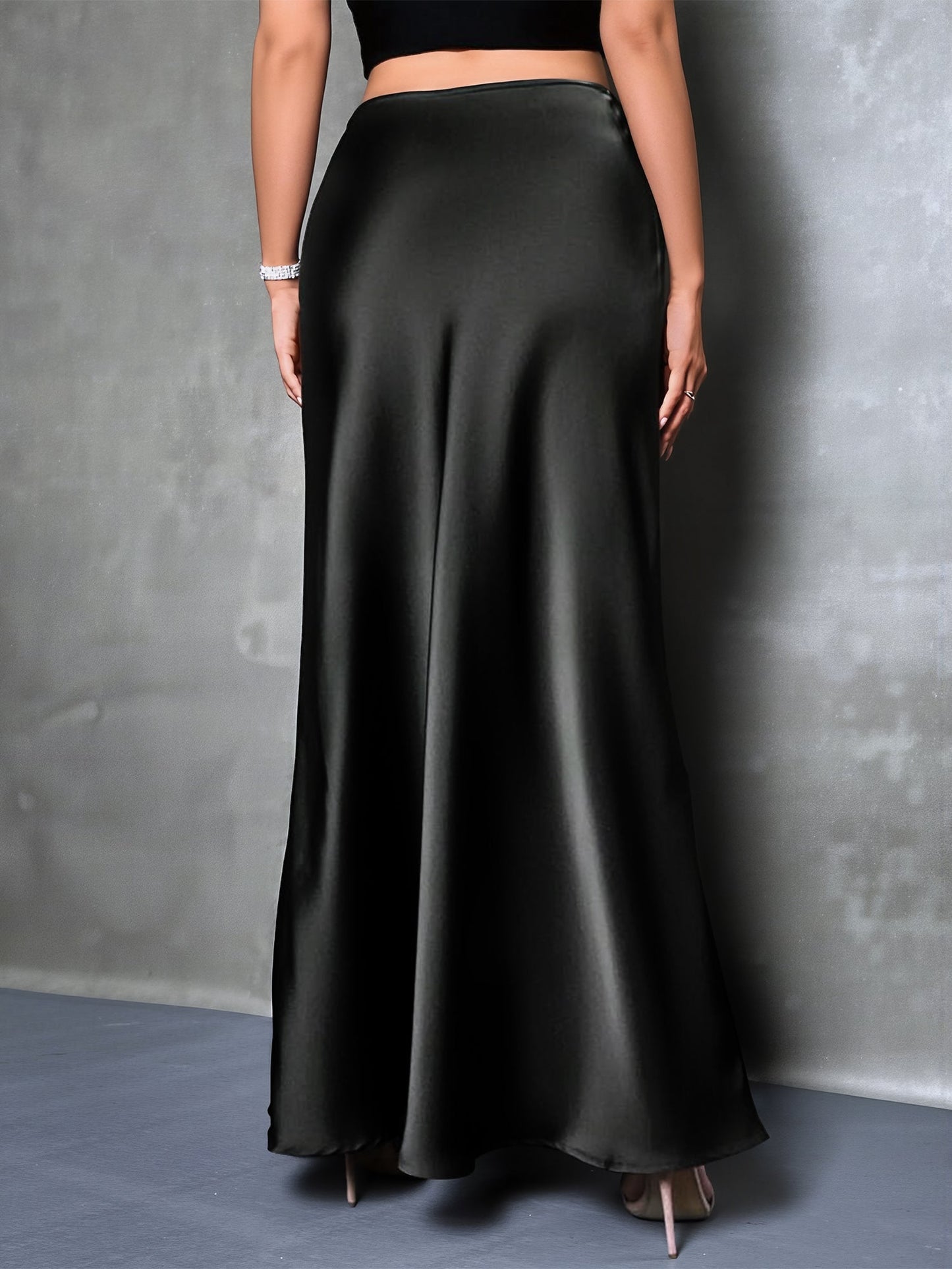 Elegant Maxi Skirts for Women with High-Waisted Flared Fishtail Satin Style