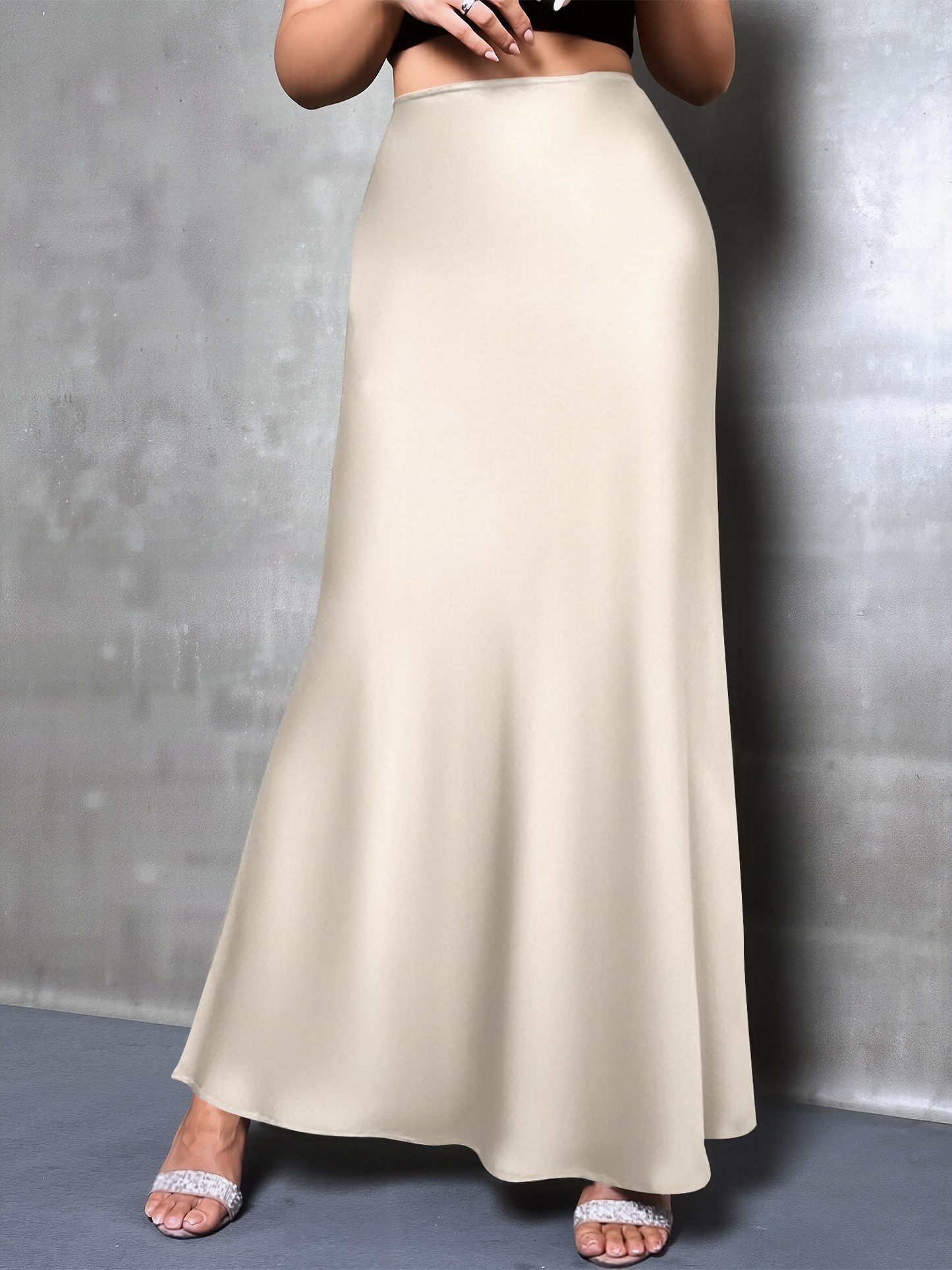 Elegant Maxi Skirts for Women with High-Waisted Flared Fishtail Satin Style