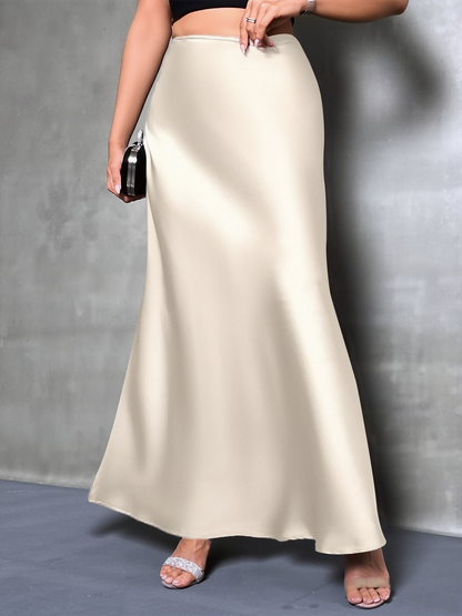 Elegant Maxi Skirts for Women with High-Waisted Flared Fishtail Satin Style
