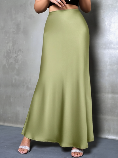 Elegant Maxi Skirts for Women with High-Waisted Flared Fishtail Satin Style
