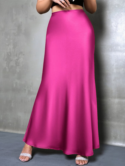 Elegant Maxi Skirts for Women with High-Waisted Flared Fishtail Satin Style