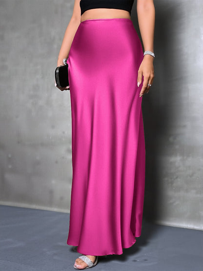 Elegant Maxi Skirts for Women with High-Waisted Flared Fishtail Satin Style