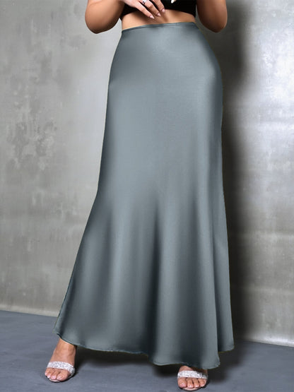 Elegant Maxi Skirts for Women with High-Waisted Flared Fishtail Satin Style