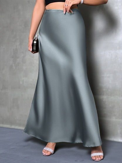 Elegant Maxi Skirts for Women with High-Waisted Flared Fishtail Satin Style