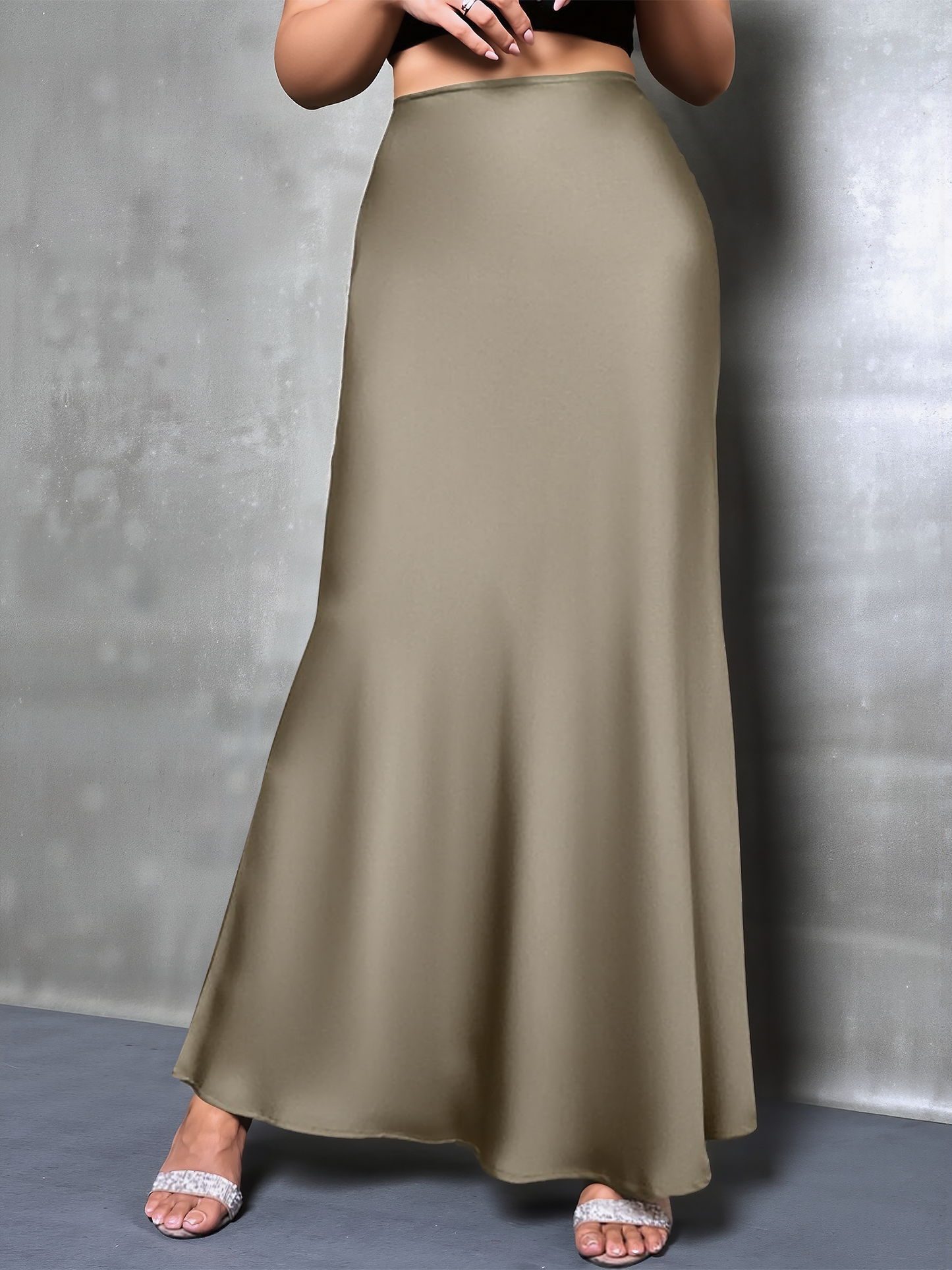 Elegant Maxi Skirts for Women with High-Waisted Flared Fishtail Satin Style