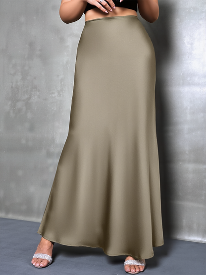 Elegant Maxi Skirts for Women with High-Waisted Flared Fishtail Satin Style