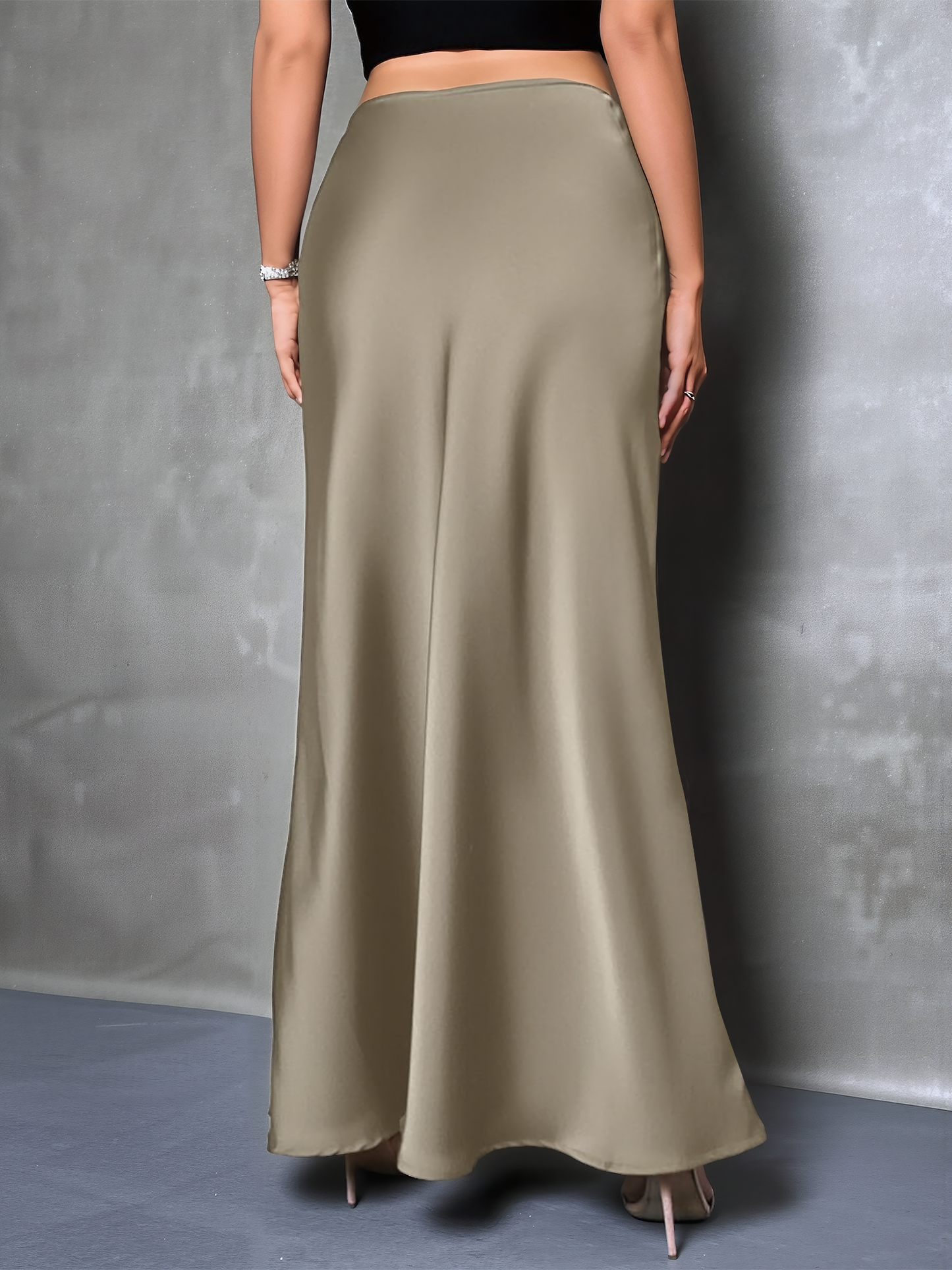 Elegant Maxi Skirts for Women with High-Waisted Flared Fishtail Satin Style