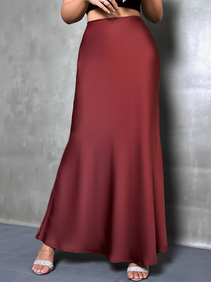 Elegant Maxi Skirts for Women with High-Waisted Flared Fishtail Satin Style