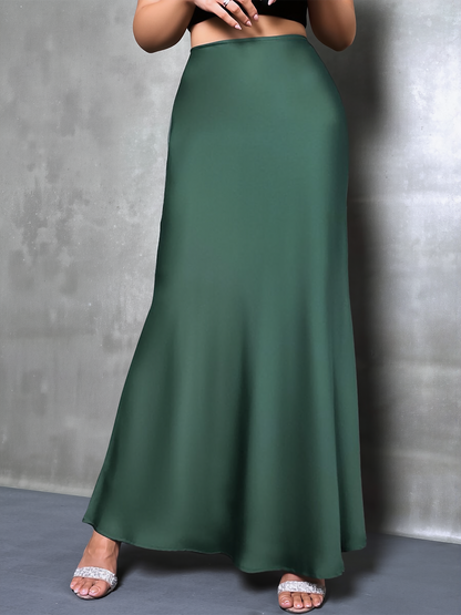 Elegant Maxi Skirts for Women with High-Waisted Flared Fishtail Satin Style