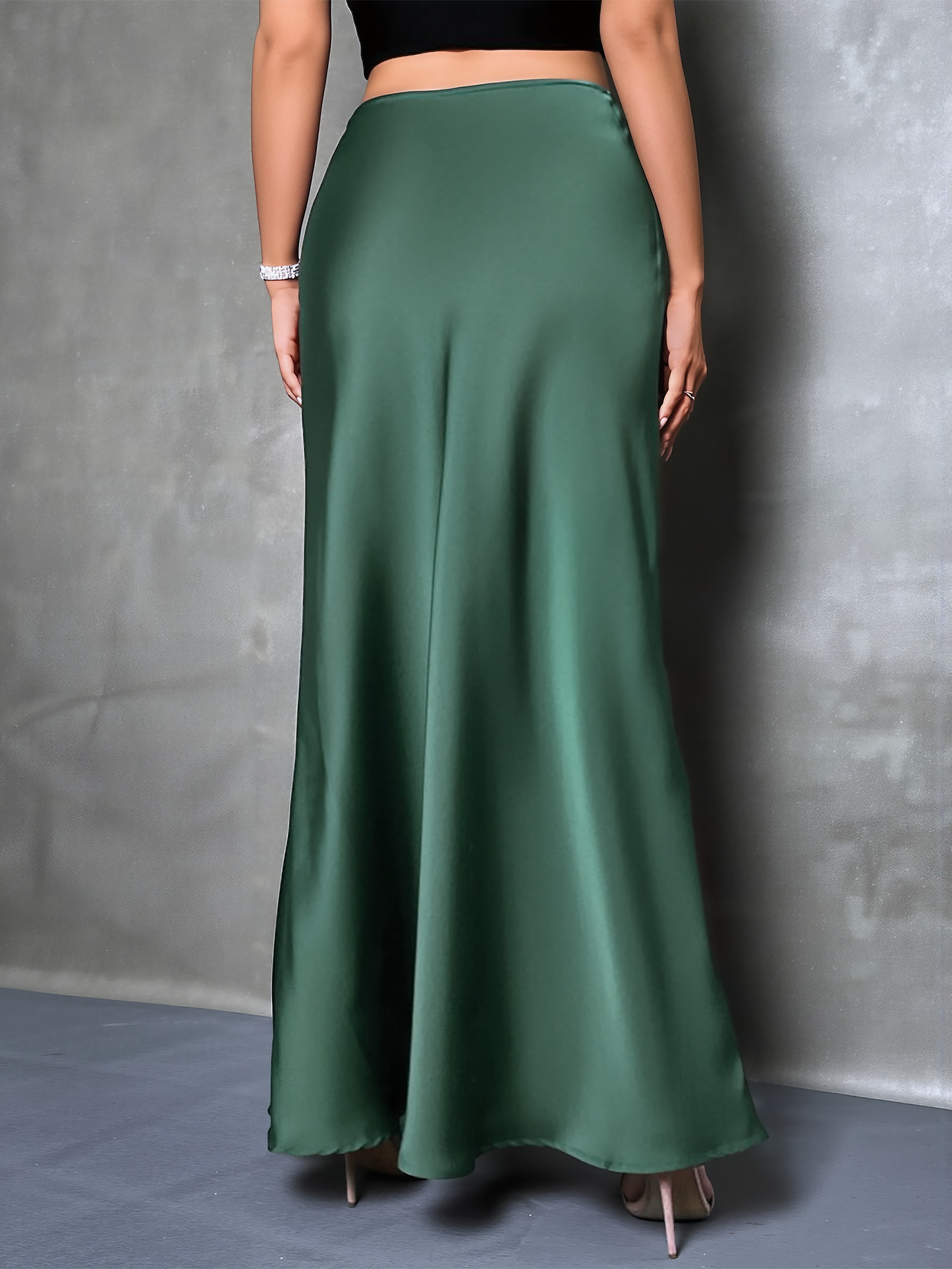Elegant Maxi Skirts for Women with High-Waisted Flared Fishtail Satin Style