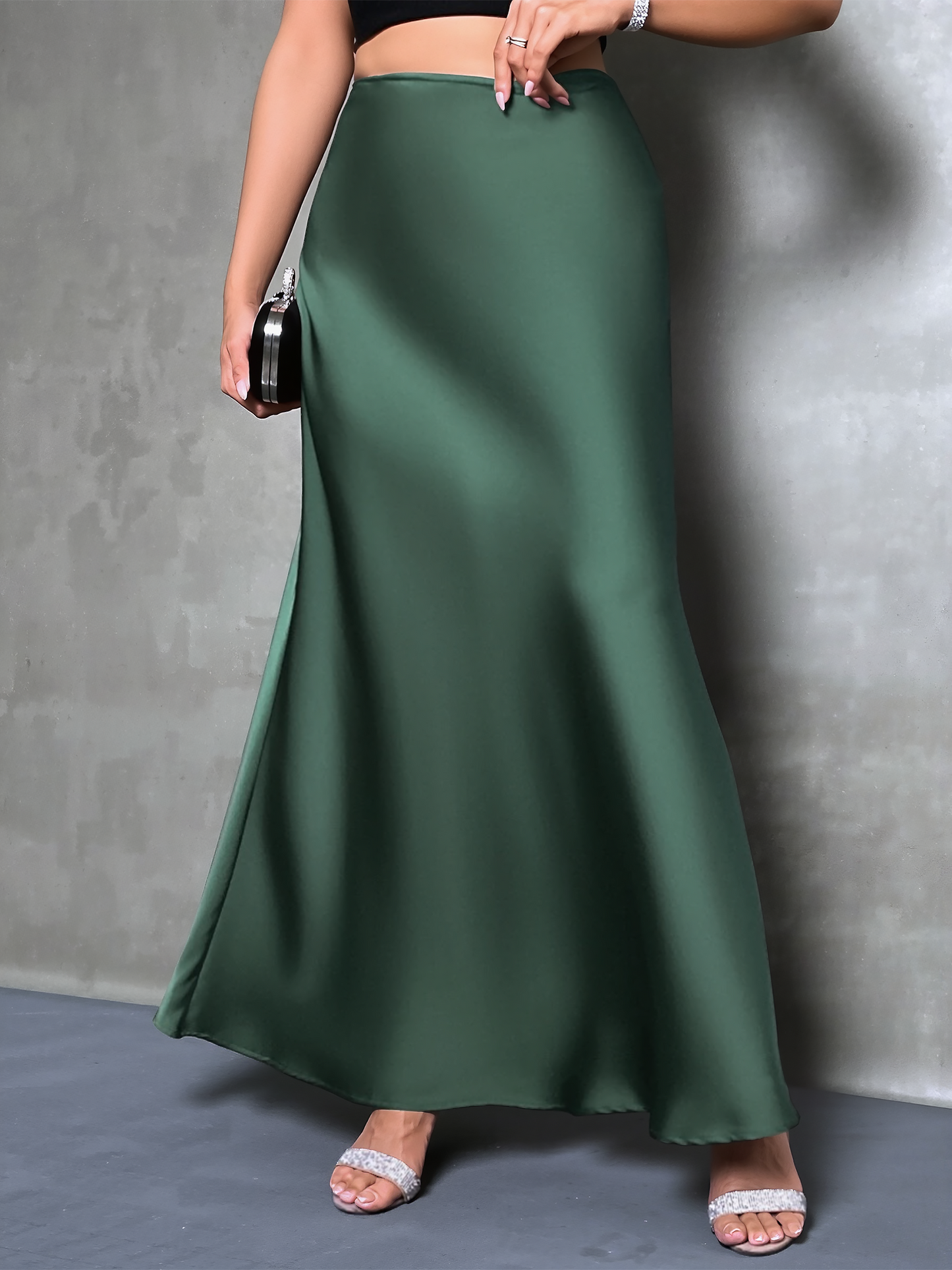 Elegant Maxi Skirts for Women with High-Waisted Flared Fishtail Satin Style