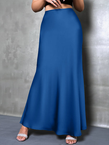 Elegant Maxi Skirts for Women with High-Waisted Flared Fishtail Satin Style