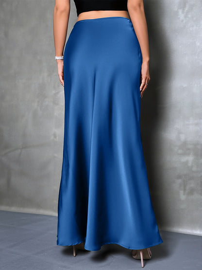 Elegant Maxi Skirts for Women with High-Waisted Flared Fishtail Satin Style