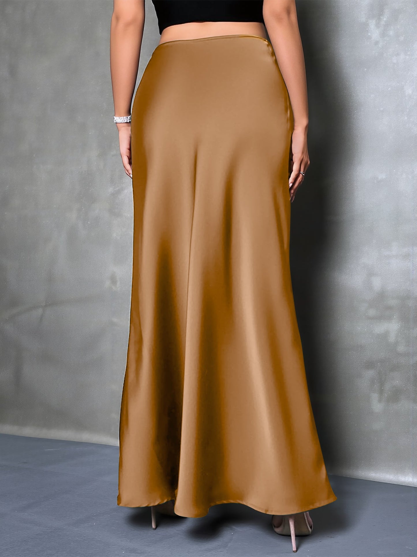 Elegant Maxi Skirts for Women with High-Waisted Flared Fishtail Satin Style