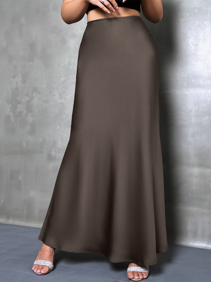 Elegant Maxi Skirts for Women with High-Waisted Flared Fishtail Satin Style