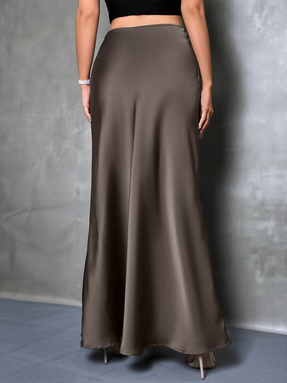 Elegant Maxi Skirts for Women with High-Waisted Flared Fishtail Satin Style