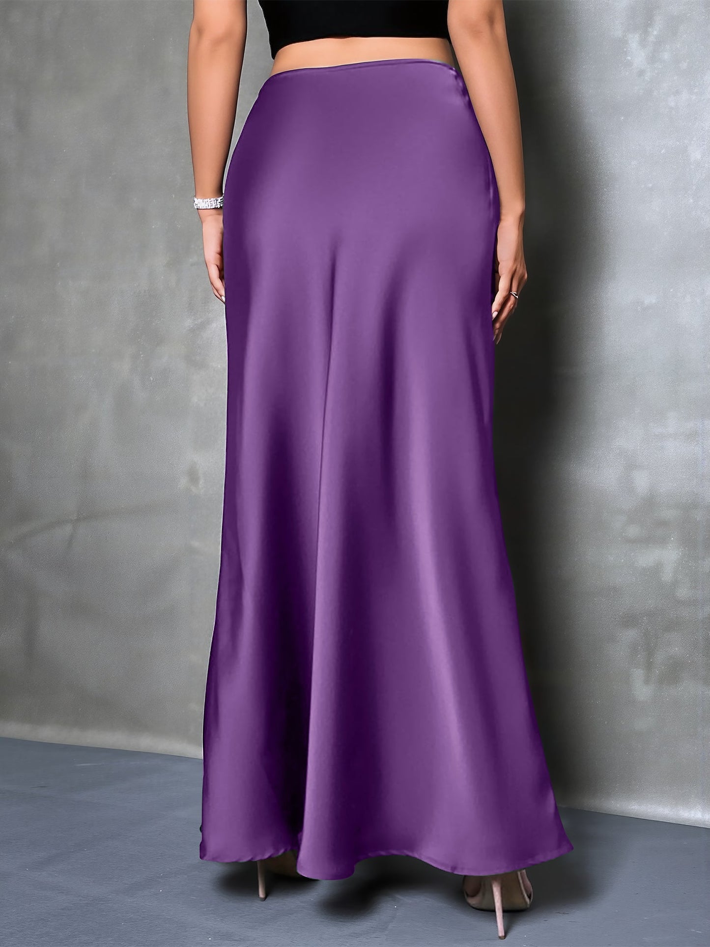 Elegant Maxi Skirts for Women with High-Waisted Flared Fishtail Satin Style